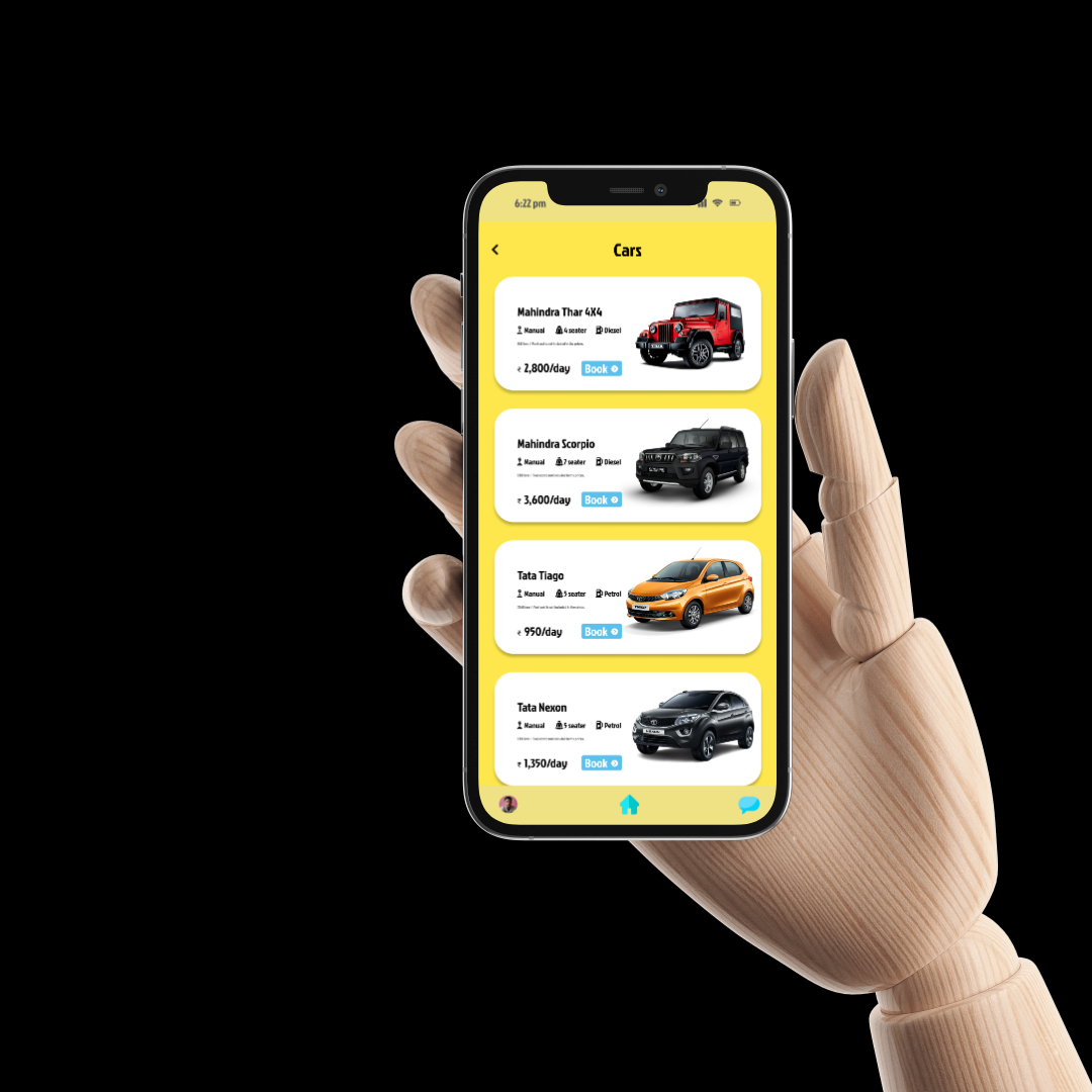Wheels Wander app shown on a phone in hand